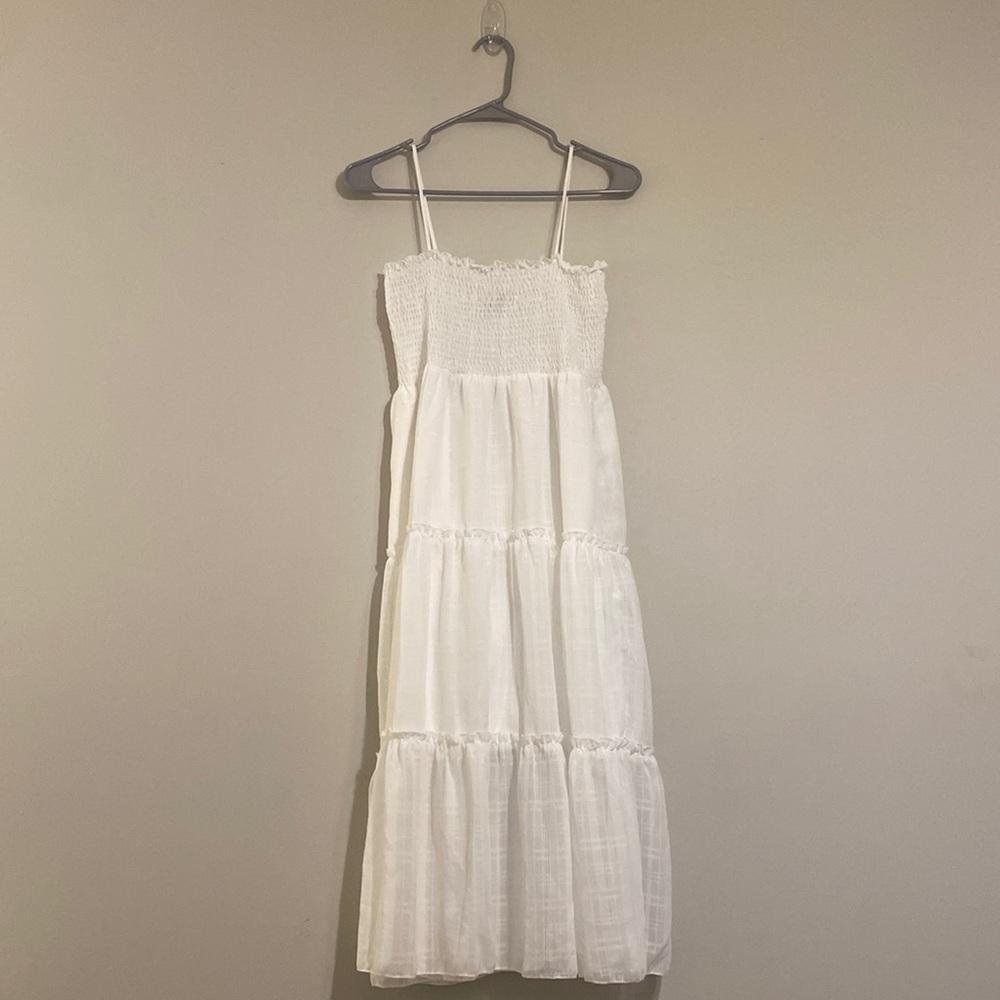 Smocked white dress, size XL